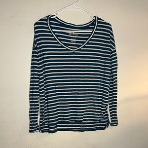 American Eagle Outfitters Navy and White Striped Long Sleeve Tee